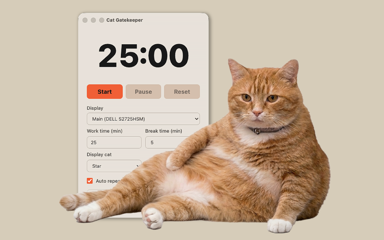 Cat Gatekeeper Desktop Mac timer setup screen